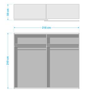 Schwebetürenschrank Santiago Basic - Alpinweiß - Breite: 218 cm - Basic - Ohne Spiegeltür/-en