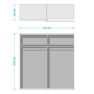 Schwebetürenschrank Santiago Basic - Alpinweiß - Breite: 175 cm - Basic - Mit Spiegeltür/-en