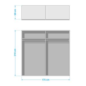 Zweefdeurkast Santiago Basic: - Alpinewit - Breedte: 175 cm - Basic - Met spiegeldeuren