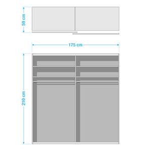 Schwebetürenschrank Santiago Classic - Alpinweiß - Breite: 175 cm - Classic - Mit Spiegeltür/-en