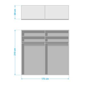 Armoire à portes coulissantes Santiago Classic - Blanc alpin - Largeur : 175 cm - Classic - Avec portes miroir