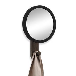 Garderobehaken Hub II spiegelglas/massief rubberboomhout - Zwart/bruin