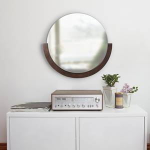 Miroir Mira Miroir / Frêne - Placage noyer véritable - Diamètre : 76 cm