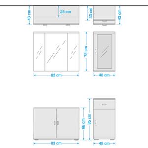 Set mobili da bagno Jasmund II (4 pezzi) Illuminazione inclusa - Effetto pino bianco / Effetto rovere