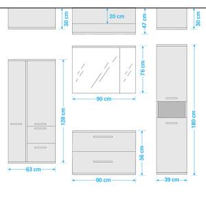 Badezimmerset Karlov I (4-teilig) Inklusive Beleuchtung - Beton Dekor / Eiche Artisan Dekor