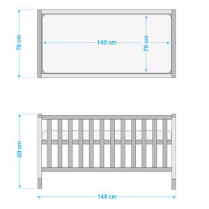 Lit bébé évolutif Caro Gris - Bois manufacturé - 78 x 89 x 144 cm