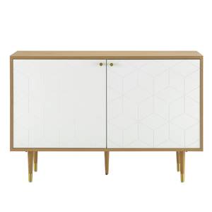 Commode Curbar Placage en bois véritable - Blanc / Chêne