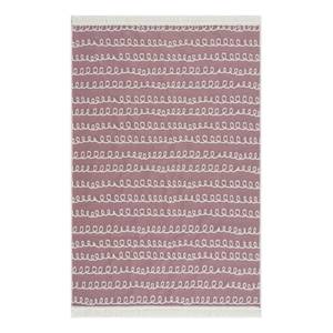 Vloerkleed Triangel katoen - Rozerood/wit - 160 x 230 cm