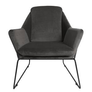 Fauteuil Belval fluweel - Velours Ravi: Grijs