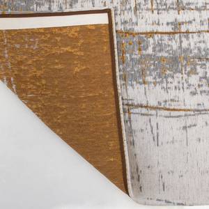 Laagpolig vloerkleed Griff katoen/polyester - Wit/goudkleurig - 140 x 200 cm