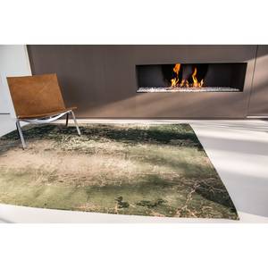 Kurzflorteppich Cracks Baumwolle / Polyester - Grün / Beige - 140 x 200 cm