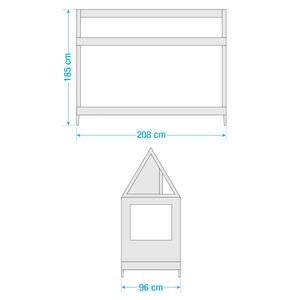Letto Tiny House II Bianco - Legno parzialmente massello - 96 x 185 x 208 cm