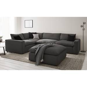 Repose-pieds Velada Tissu - Gris foncé - Largeur : 102 cm