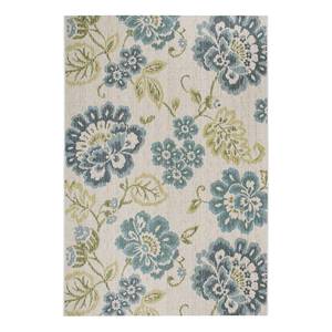 Vloerkleed Lost Garden polypropeen/polyester - Beige/blauw - 123 x 180 cm