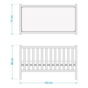 Ledikant Aik Wit - Plaatmateriaal - 77 x 86 x 143 cm