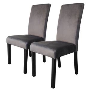 Gestoffeerde stoelen Moux (set van 2) fluweel/massief rubberboomhout - grijs/zwart