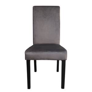 Gestoffeerde stoelen Moux (set van 2) fluweel/massief rubberboomhout - grijs/zwart