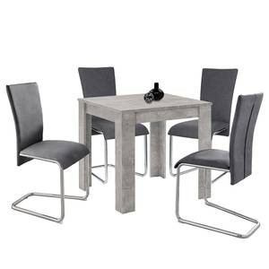 Chaises cantilever Kuto (lot de 2) Imitation cuir - Chrome - Anthracite