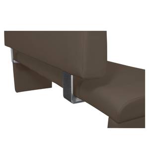 Banc Talcott II Imitation cuir - Chrome - Marron foncé - Largeur : 160 cm