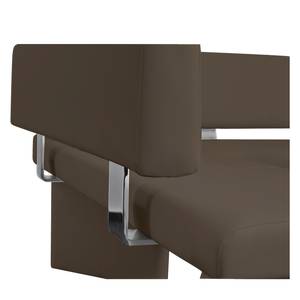 Banc d’angle Talcott Imitation cuir - Chrome - Marron foncé - Largeur : 214 cm - Angle à gauche (vu de face)
