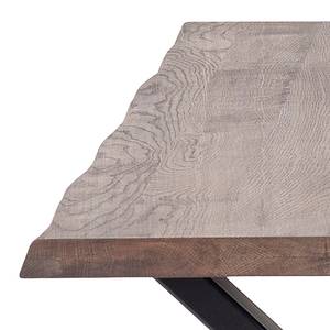 Table Woodbury Chêne massif / Acier - Chêne foncé - Largeur : 160 cm
