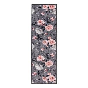 Deurmat Pure and Soft Bloemen kunstvezels - grijs/roze