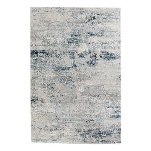 Laagpolig vloerkleed Noa I kunstvezels - Crèmekleurig/blauw - 80 x 150 cm