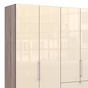 Falttürenschrank Loft I Trüffeleiche Dekor / Glas Magnolie - Höhe: 236 cm - Schublade rechts