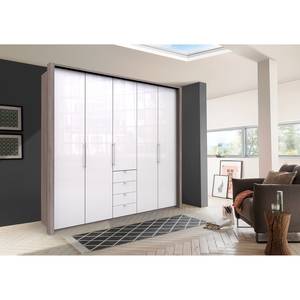 Falttürenschrank Loft VI Trüffeleiche Dekor / Glas Weiß - Höhe: 236 cm