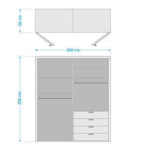 Armoire à portes pliantes Loft I Imitation chêne truffier - Hauteur : 236 cm - Tiroir à droite