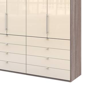 Falttürenschrank Loft II Trüffeleiche Dekor / Glas Magnolie - 200 x 236 cm