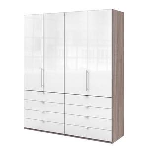 Falttürenschrank Loft II Trüffeleiche Dekor / Glas Weiß - 200 x 236 cm