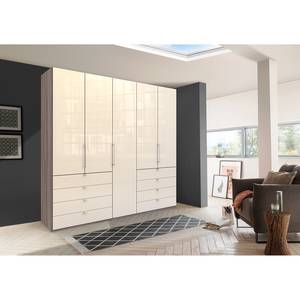 Falttürenschrank Loft IV Trüffeleiche Dekor / Glas Magnolie - 250 x 236 cm - Schublade außen