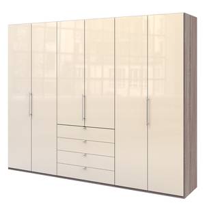 Armoire à portes pliantes Loft III Imitation chêne truffier / Verre Magnolia - Hauteur : 236 cm - Sans portes miroir