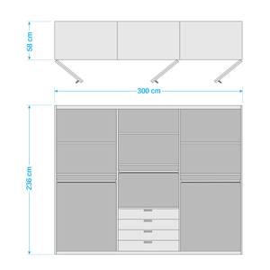 Armoire à portes pliantes Loft III Imitation chêne truffier / Verre Magnolia - Hauteur : 236 cm - Sans portes miroir