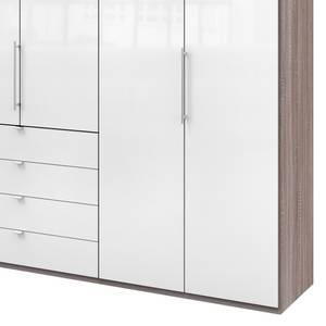 Falttürenschrank Loft III Trüffeleiche Dekor / Glas Weiß - Höhe: 236 cm - Ohne Spiegeltür/-en