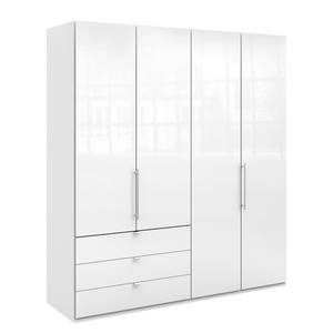 Falttürenschrank Loft I Alpinweiß / Glas Weiß - Höhe: 216 cm - Schublade links