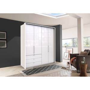 Vouwdeurkast Loft I Alpinewit/wit glas - Hoogte: 216 cm - Lade links