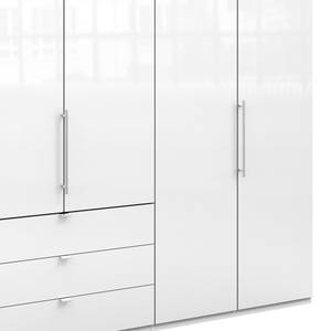 Armoire à portes pliantes Loft I Blanc alpin / Verre blanc - Hauteur : 216 cm - Tiroir à gauche