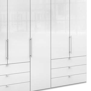 Falttürenschrank Loft IV Alpinweiß / Glas Weiß - 250 x 216 cm - Schublade außen