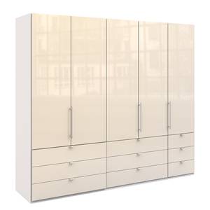 Vouwdeurkast Loft II Alpinewit/magnoliakleurig glas - 250 x 216 cm