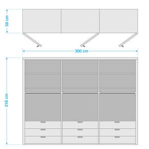 Vouwdeurkast Loft II Alpinewit/magnoliakleurig glas - 300 x 216 cm