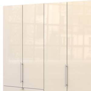 Falttürenschrank Loft IV Alpinweiß / Glas Magnolie - 300 x 216 cm - Schublade außen