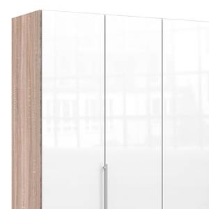 Falttürenschrank Loft I Eiche Sägerau Dekor / Glas Weiß - Höhe: 216 cm - Schublade links