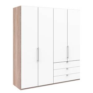 Armoire à portes pliantes Loft I Imitation chêne brut de sciage / Blanc alpin - Hauteur : 216 cm - Tiroir à droite