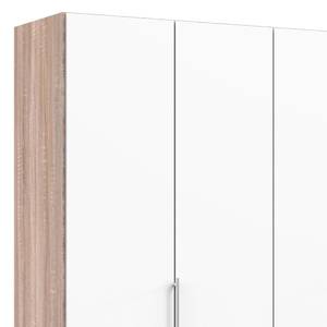 Armoire à portes pliantes Loft I Imitation chêne brut de sciage / Blanc alpin - Hauteur : 216 cm - Tiroir à droite