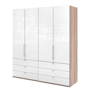 Falttürenschrank Loft II Eiche Sägerau Dekor / Glas Weiß - 200 x 216 cm