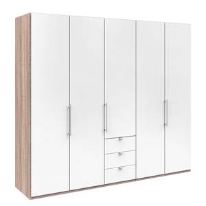 Armoire à portes pliantes Loft VI Imitation chêne brut de sciage / Blanc alpin - Hauteur : 216 cm