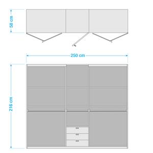 Armoire à portes pliantes Loft VI Imitation chêne brut de sciage / Blanc alpin - Hauteur : 216 cm