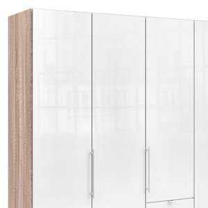 Falttürenschrank Loft VI Eiche Sägerau Dekor / Glas Weiß - Höhe: 216 cm